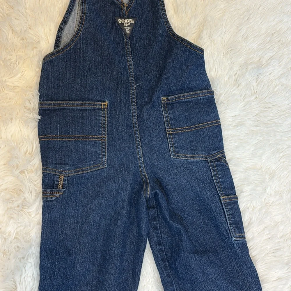 OshKosh B'gosh Toddler Denim Overall Red Plaid Lined at hem 5T